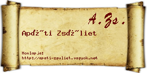 Apáti Zsüliet névjegykártya
